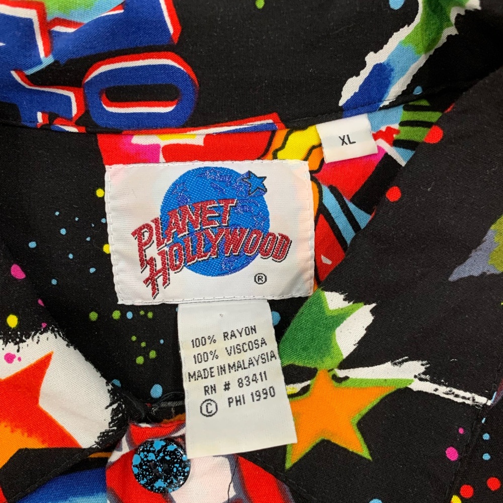 VINTAGE 90s Planet Hollywood Space Island Surf Shirt Men’s Size XL - Picture 5 of 6